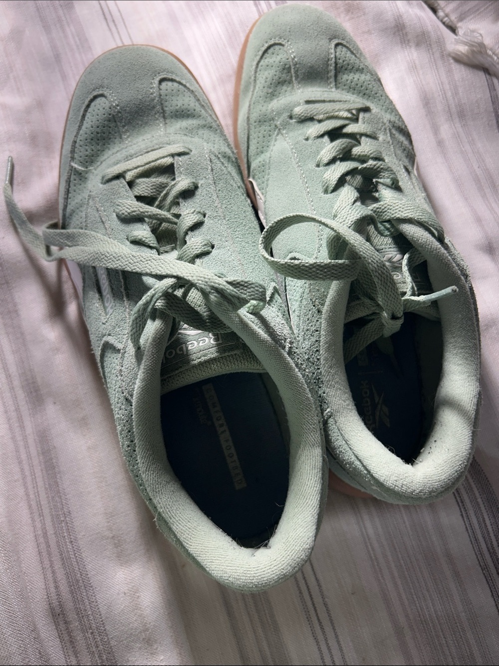 Reebok Mint Green Suede Low-Top Sneakers